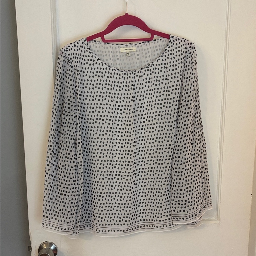 Max Studio Black and White Polka Dot Blouse